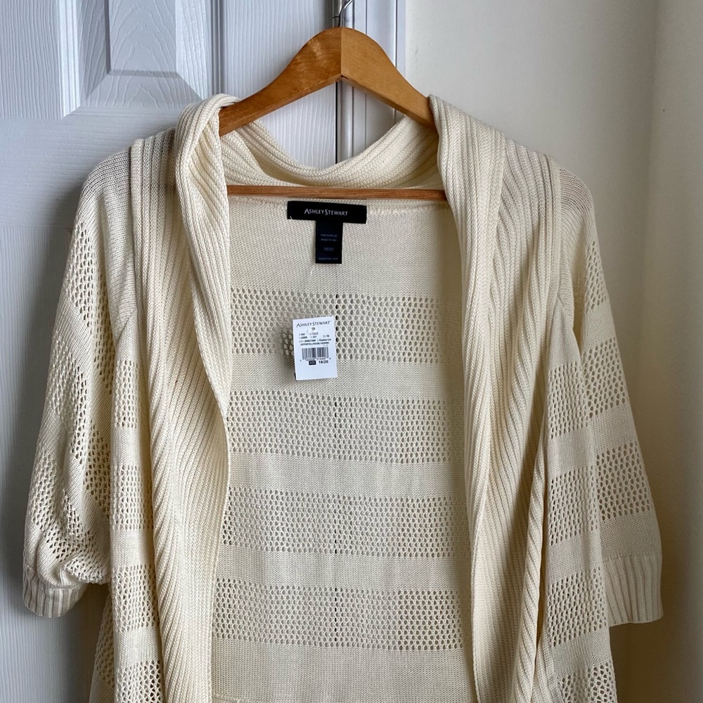 New Ashley Stewart Cream Cardigan Size 18/20
